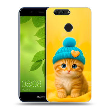 Силиконовый чехол на Huawei Nova 2 Plus с принтом Котенок в шапке Силиконовый чехол на Huawei Nova 2 Plus с принтом Котенок в шапке