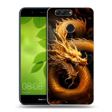 Силиконовый чехол на Huawei Nova 2 Plus с принтом Золотой дракон Силиконовый чехол на Huawei Nova 2 Plus с принтом Золотой дракон