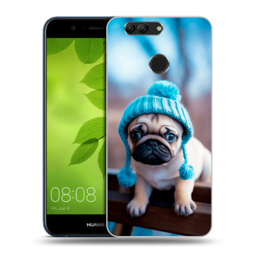 Силиконовый чехол на Huawei Nova 2 Plus с принтом Мопс в шапке Силиконовый чехол на Huawei Nova 2 Plus с принтом Мопс в шапке