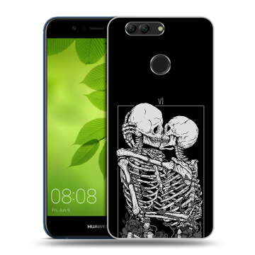 Силиконовый чехол на Huawei Nova 2 Plus с принтом Поцелуй скелетов Силиконовый чехол на Huawei Nova 2 Plus с принтом Поцелуй скелетов