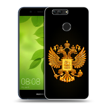 Силиконовый чехол на Huawei Nova 2 Plus с принтом Герб России желтый Силиконовый чехол на Huawei Nova 2 Plus с принтом Герб России желтый