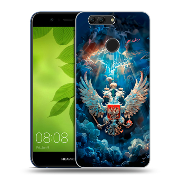 Силиконовый чехол на Huawei Nova 2 Plus с принтом Герб флаг России