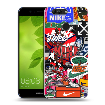 Силиконовый чехол на Huawei Nova 2 Plus с принтом Найк Nike яркий