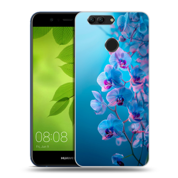 Силиконовый чехол на Huawei Nova 2 Plus с принтом голубые орхидеи
