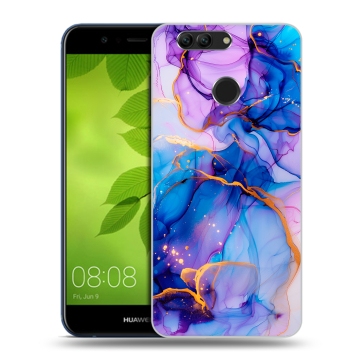 Силиконовый чехол на Huawei Nova 2 Plus с принтом синий мрамор Силиконовый чехол на Huawei Nova 2 Plus с принтом синий мрамор