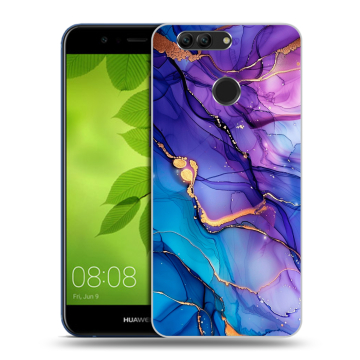Силиконовый чехол на Huawei Nova 2 Plus с принтом синий мрамор
