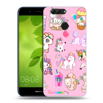 Силиконовый чехол на Huawei Nova 2 Plus с принтом розовые единороги Силиконовый чехол на Huawei Nova 2 Plus с принтом розовые единороги