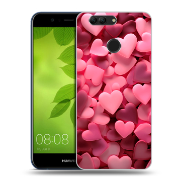 Силиконовый чехол на Huawei Nova 2 Plus с принтом розовые сердечки Силиконовый чехол на Huawei Nova 2 Plus с принтом розовые сердечки