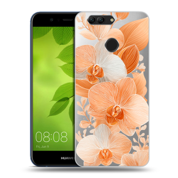 Силиконовый чехол на Huawei Nova 2 Plus с принтом Бежевые цветы