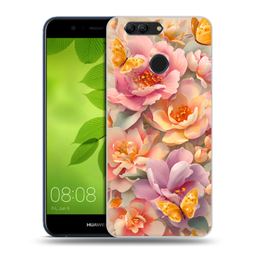 Силиконовый чехол на Huawei Nova 2 Plus с принтом Цветы и бабочки