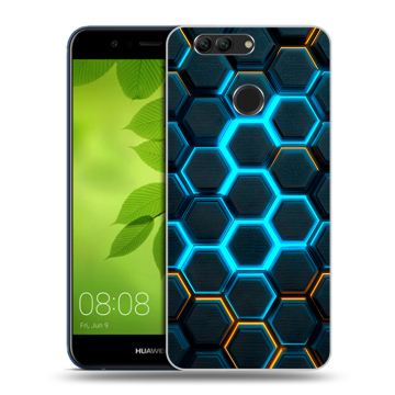 Силиконовый чехол на Huawei Nova 2 Plus с принтом Неоновые соты