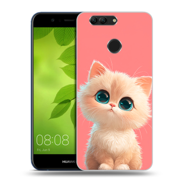 Силиконовый чехол на Huawei Nova 2 Plus с принтом Розовый котенок