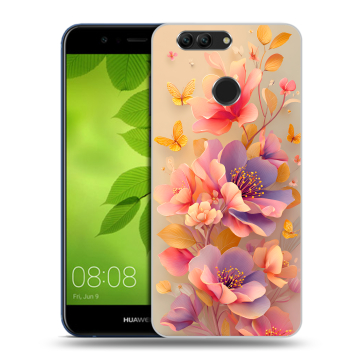 Силиконовый чехол на Huawei Nova 2 Plus с принтом Цветы и бабочки