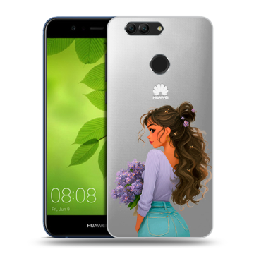 Силиконовый чехол на Huawei Nova 2 Plus с принтом девушка цветы