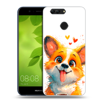Силиконовый чехол на Huawei Nova 2 Plus с принтом корги