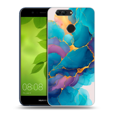 Силиконовый чехол на Huawei Nova 2 Plus с принтом Мрамор блестки