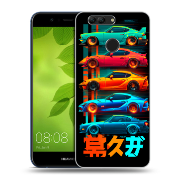 Силиконовый чехол на Huawei Nova 2 Plus с принтом машины тачки