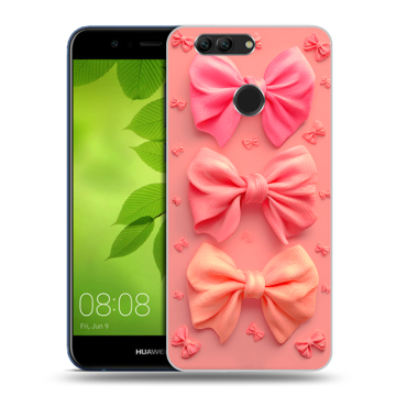 Силиконовый чехол на Huawei Nova 2 Plus с принтом Розовые бантики