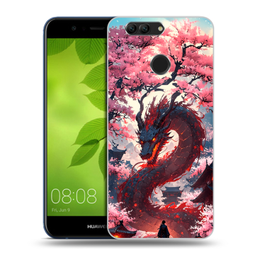Силиконовый чехол на Huawei Nova 2 Plus с принтом Дракон Японский Силиконовый чехол на Huawei Nova 2 Plus с принтом Дракон Японский