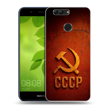 Силиконовый чехол на Huawei Nova 2 Plus с принтом Флаг Герб СССР Силиконовый чехол на Huawei Nova 2 Plus с принтом Флаг Герб СССР