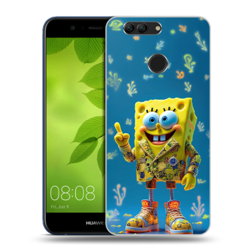 Силиконовый чехол на Huawei Nova 2 Plus с принтом Спанч боб Спанчбоб