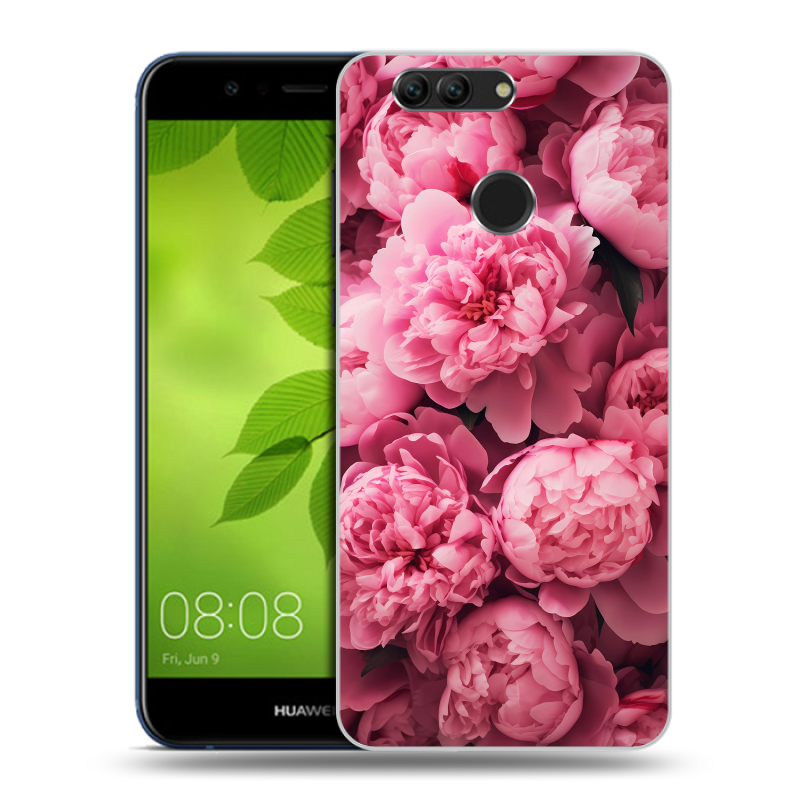 Силиконовый чехол на Huawei Nova 2 Plus с принтом цветы пионы Силиконовый чехол на Huawei Nova 2 Plus с принтом цветы пионы