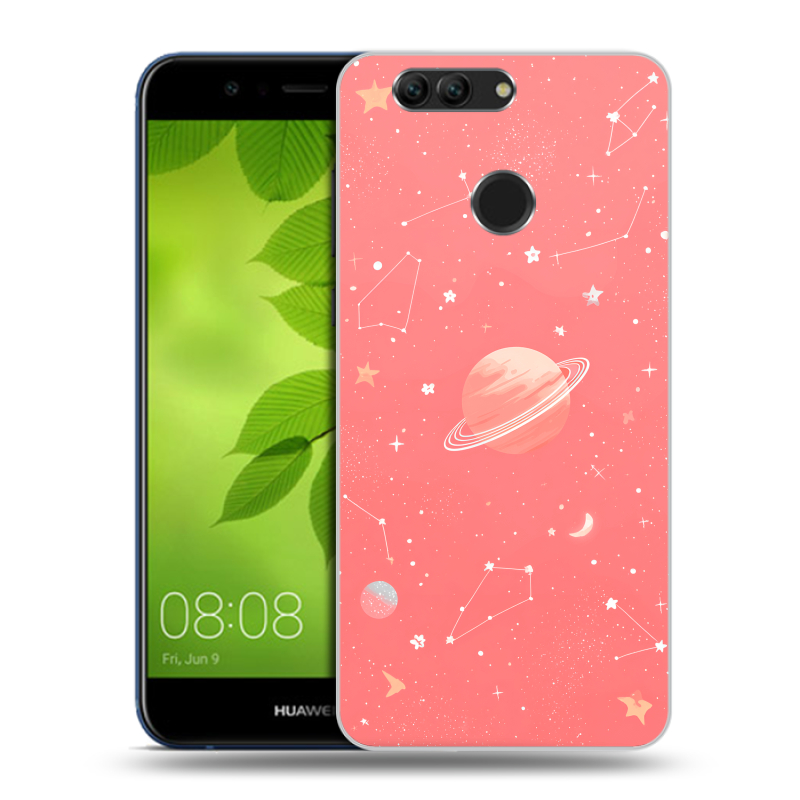 Силиконовый чехол на Huawei Nova 2 Plus с принтом Розовый космос Силиконовый чехол на Huawei Nova 2 Plus с принтом Розовый космос