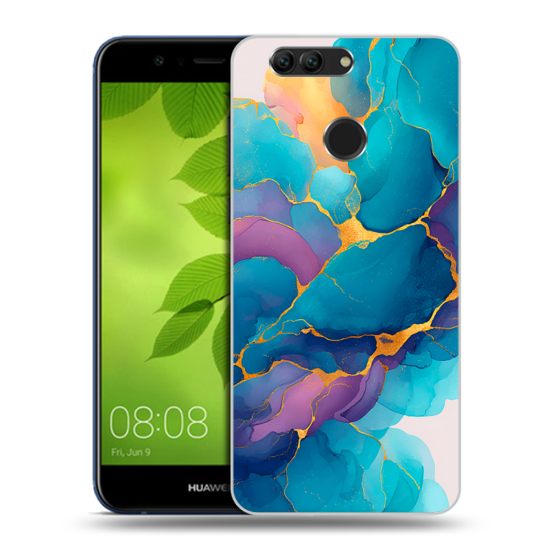 Пластиковый чехол на Huawei Nova 2 Plus с принтом Мрамор блестки Пластиковый чехол на Huawei Nova 2 Plus с принтом Мрамор блестки