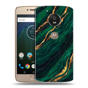 Силиконовый чехол на Motorola Moto G5s с принтом Мрамор зеленое золото