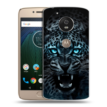 Силиконовый чехол на Motorola Moto G5s с принтом Темный леопард
