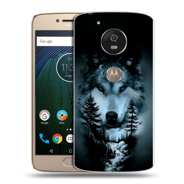 Силиконовый чехол на Motorola Moto G5s с принтом Лесной волк