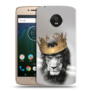 Силиконовый чехол на Motorola Moto G5s с принтом Лев с короной