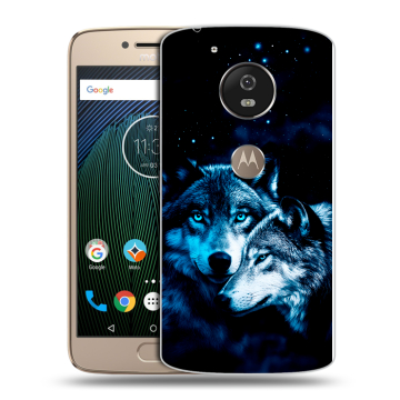 Силиконовый чехол на Motorola Moto G5s с принтом Волки