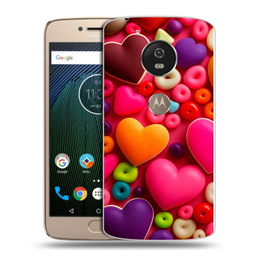 Силиконовый чехол на Motorola Moto G5s с принтом Сердечки