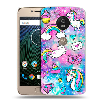 Силиконовый чехол на Motorola Moto G5s с принтом Единороги