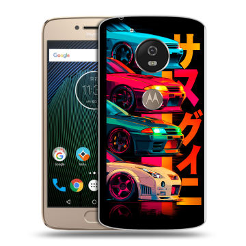 Силиконовый чехол на Motorola Moto G5s с принтом Гоночные машины