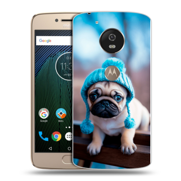 Силиконовый чехол на Motorola Moto G5s с принтом Мопс в шапке