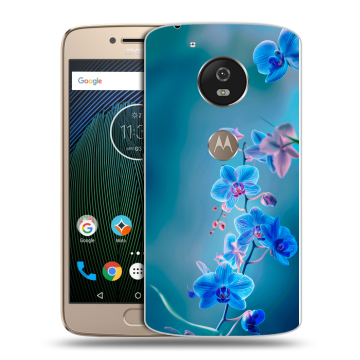 Силиконовый чехол на Motorola Moto G5s с принтом Голубые цветы