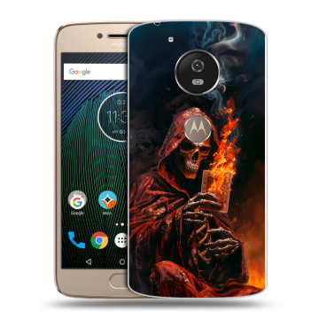 Силиконовый чехол на Motorola Moto G5s с принтом Скелет и карты