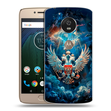 Силиконовый чехол на Motorola Moto G5s с принтом Герб флаг России