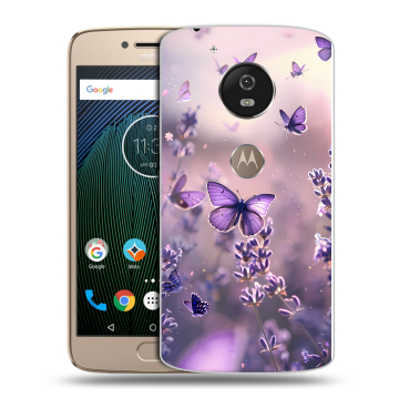 Силиконовый чехол на Motorola Moto G5s с принтом бабочки и лаванда