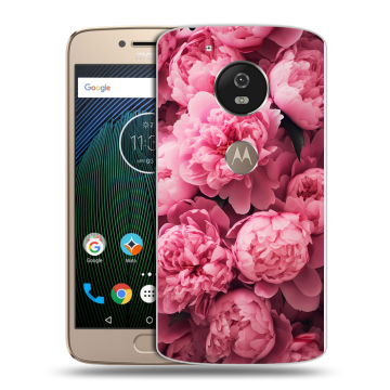 Силиконовый чехол на Motorola Moto G5s с принтом цветы пионы