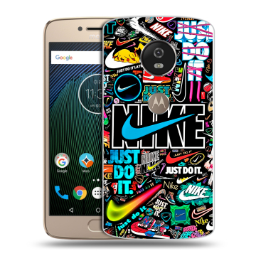 Силиконовый чехол на Motorola Moto G5s с принтом найк nike черный