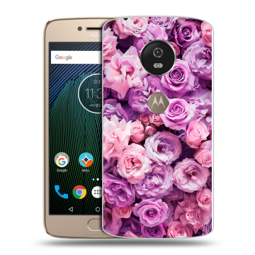 Силиконовый чехол на Motorola Moto G5s с принтом лавандовые розы