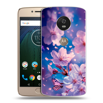 Силиконовый чехол на Motorola Moto G5s с принтом цветы бабочки