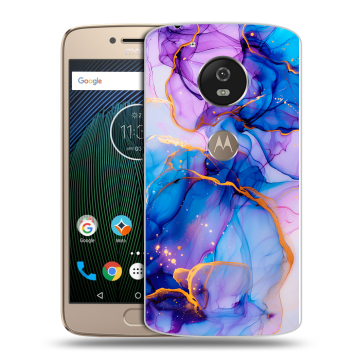 Силиконовый чехол на Motorola Moto G5s с принтом синий мрамор