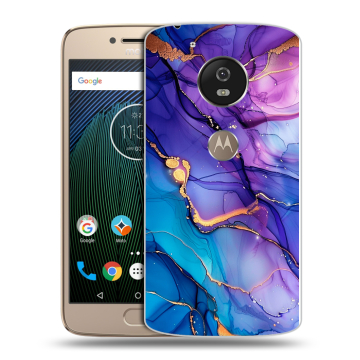 Силиконовый чехол на Motorola Moto G5s с принтом синий мрамор