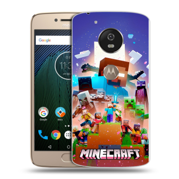 Силиконовый чехол на Motorola Moto G5s с принтом Майнкрафт Minecraft