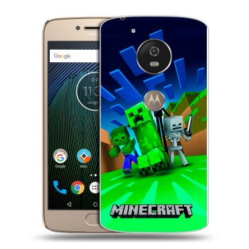 Силиконовый чехол на Motorola Moto G5s с принтом Майнкрафт