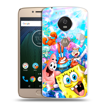 Силиконовый чехол на Motorola Moto G5s с принтом спанчбоб спанч боб